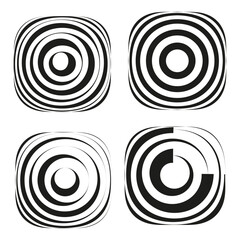 Abstract spiral patterns. Concentric circle shapes. Geometric swirl Vector. Clean line illustration.