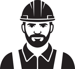 Skilled construction worker wearing hard hat icon