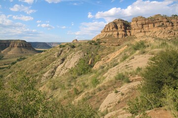 Scenic rocky terrain featuring a prominent natural monument