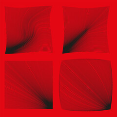 Red square panel. Abstract radial lines. Dynamic geometric element. Vector light gradient.