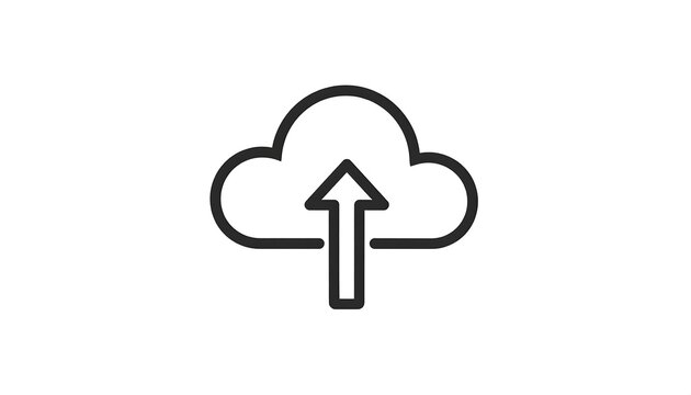 Cloud Upload Icon Symbol Minimalist Line Art.