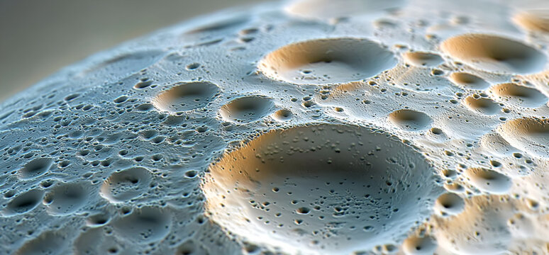 Detailed moon surface craters, exploring lunar terrain up close - Powered by Adobe