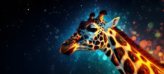 Fototapeta premium Pointillist grunge design of giraffe with abstract dotted pattern ,generative AI