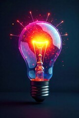 Multicolored Lightbulb Idea Burst Bright Innovation and Creative Inspiration on Dark Background