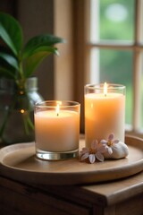 Calming Aromatherapy Spa Candles Luxurious Soy Wax Candles Burning Gently, Filling the Room with Relaxing Scents, Perfect for Wellness, Self-Care, and Relaxation at Home