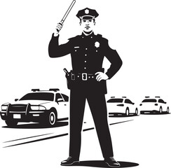 Police officer directing traffic with authority