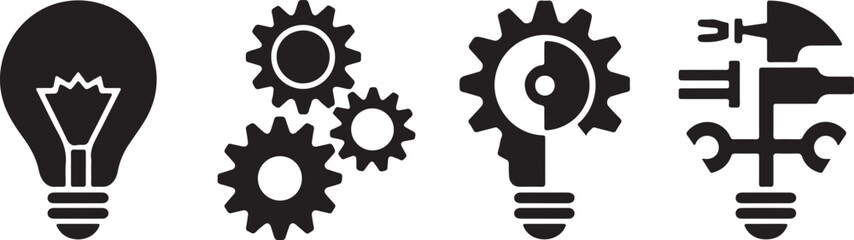 Innovation Icon Silhouette Idea Process Gear Development