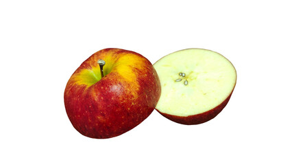 Red wealthy apple isoalted on Transparent background.