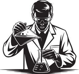 Scientist conducts chemical experiment with beakers