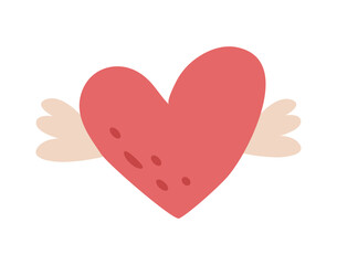 Kindness and support, charity and donation. Vector in flat style, isolated icon of winged heart. Supportive and adoring emotion, love or saint valentines day present, being kind and assisting