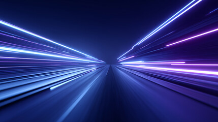 Blue and Purple Neon Light Trails with Speed Motion Effect
