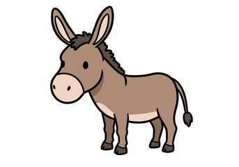 Obraz premium Cartoon Donkey Illustration Brown Animal with Large Ears and Tail.