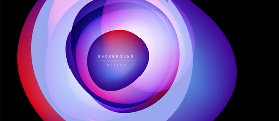 Abstract concentric circles, vibrant colors blend. Modern design, smooth gradients create dynamic visual effect. Text reads background design.