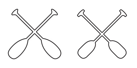 Two boat paddles line art vector, Crossed oars outline vector
