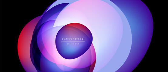 Abstract fluid shapes blend, creating vibrant purple, pink, blue gradients. Central text reads background design. Modern, dynamic composition.