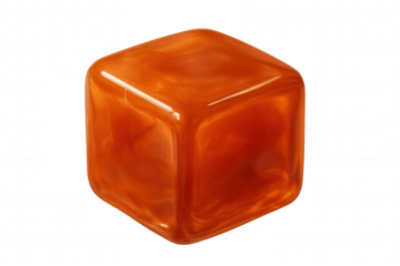 Caramel cube candy, sweet dessert food, shiny toffee confectionery, isolated on transparent background