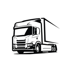 Truck logistic vector logo design monochrome isolated in white background