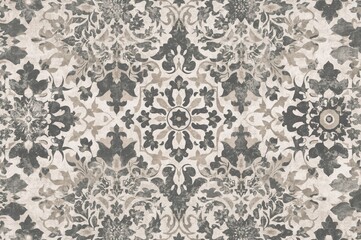 Seamless Floral Pattern in Gray Tones with a Vintage Mosaic Effect
