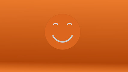 Minimalist and cheerful smiley face vector illustration on a vibrant orange gradient background. Featuring closed eyes and a wide smile, this design evokes positivity, happiness, and emotional warmth.