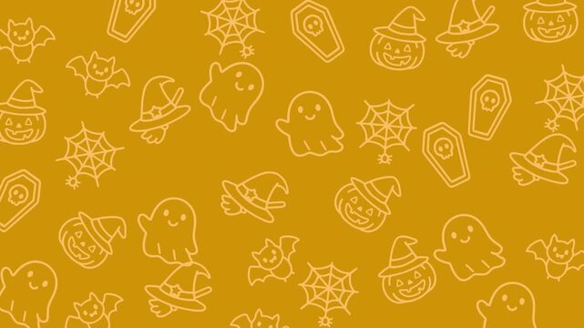 Halloween pattern with fun orange seamless pattern. doodles halloween suitable for invitations, wallpaper and backgrounds