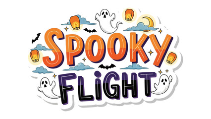 Spooky Flight: A whimsical and vibrant design that encapsulates the essence of Halloween, showcasing playful ghosts and lanterns against a captivating backdrop.