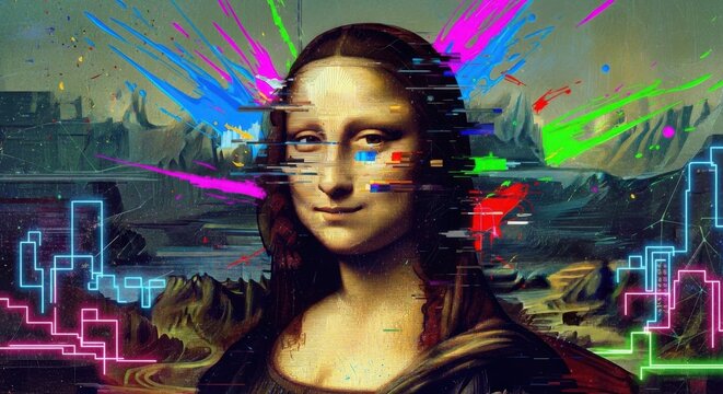 Mona Lisa Modern Glitch Art Interpretation - Powered by Adobe