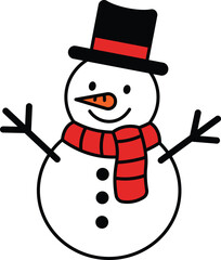 cartoon snowman vector illustration