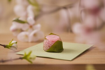 Traditional Japanese confection known as Sakura mochi