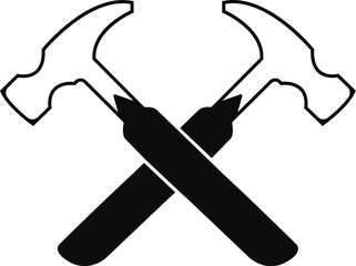 Classic metal hammer illustration with tool details