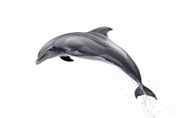 Leaping dolphin against a plain white backdrop