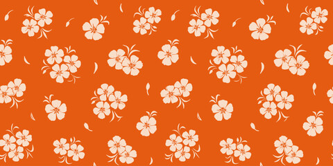 The pattern with leaves and flowers is drawn by hand. vector illustration