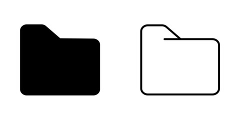 Minimal folder icons. solid and outline file directory symbol vector illustration
