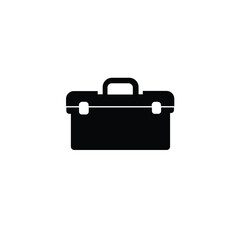Minimalist black silhouette of a toolbox icon, symbolizing repair, maintenance, work, and construction. Perfect for technical, mechanic, or business service-related designs and interfaces.