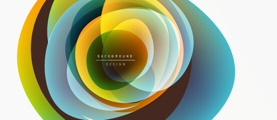 Obraz na płótnie Canvas Abstract layers overlap, creating vibrant circular design. Colors blend, forming dynamic visual effect. Modern background element.
