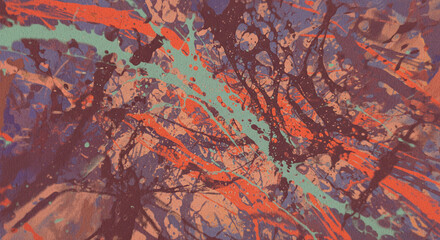 Abstract painting with colorful paints.