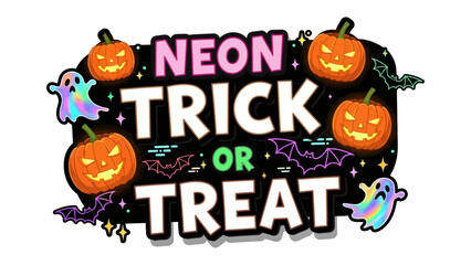Neon Halloween: Capturing the festive spirit of Halloween with a vibrant arrangement of pumpkins, ghosts, and bats, all illuminated in a striking neon glow.