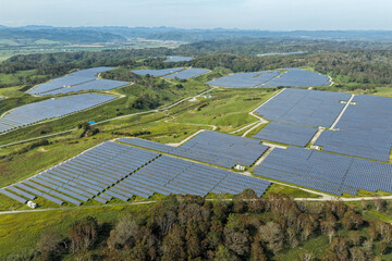 Aerial view of a large solar power plant in the Kushiro area, Hokkaido, Japan [EDITORIAL]