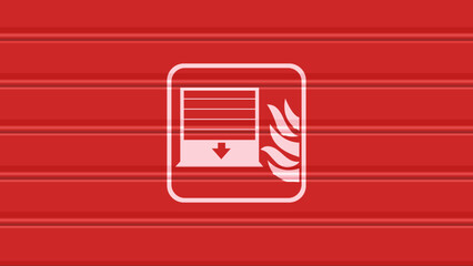 Automatic fire shutter / Red fire door with its symbol (flat design)