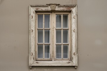 Fototapeta premium Aged wooden window with flaking paint