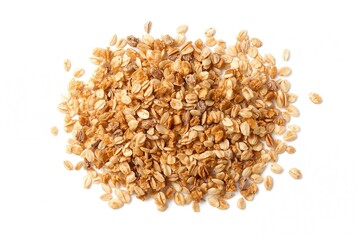 Oat flakes displayed on a clean white background, perfect for design use.