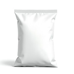 White Blank Snack Bag Mockup Isolated on White Background – Realistic Food Packaging Design for Chips or Crisps with Detailed Texture and Clean Minimalist Style
