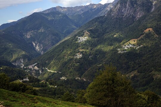View from Rasa into the Centovalli, Canton Ticino, Switzerland