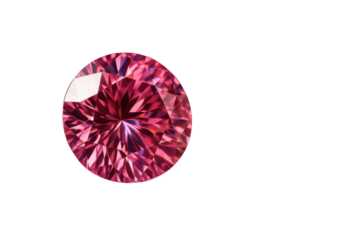 白い背景にピンクのラウンドブリリアントカットダイヤモンド