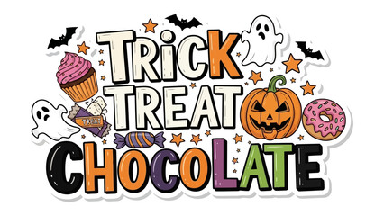 Halloween Delights: A festive arrangement of candies, cupcakes, donuts, and a jack-o'-lantern pumpkin creates a vibrant and colorful scene, capturing the essence of the playful and spooky holiday.