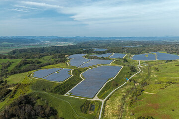 Aerial view of a large solar power plant in the Kushiro area, Hokkaido, Japan [EDITORIAL]