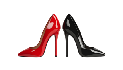 High heels bundle, two stylish pairs isolated on transparent background