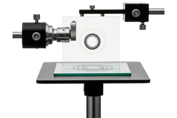 Scientific laboratory equipment for an optics experiment setup isolated on a transparent background