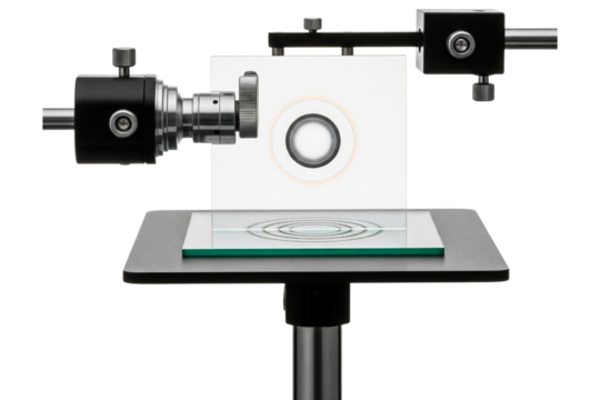 Scientific laboratory equipment for an optics experiment setup isolated on a transparent background