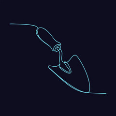 Obraz premium Minimalist continuous line drawing of a hand holding a trowel, emphasizing simplicity and elegance in monochrome style