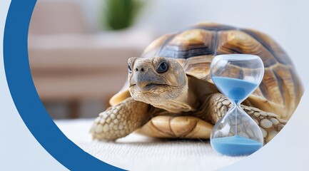 Turtle with Hourglass Symbolizing Patience